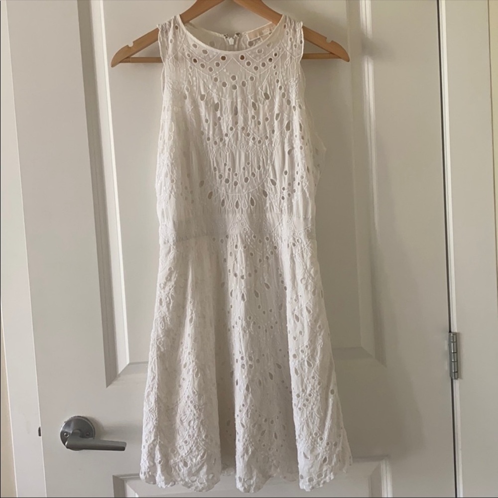 White eyelet cotton summer dress